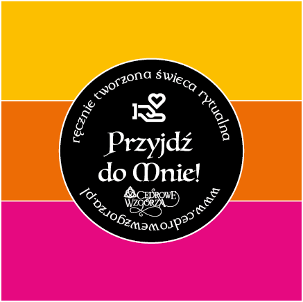 Kolory świecy Triada „Przyjdź do mnie” (Come to Me Candle) – żółty, pomarańczowy i różowy, symbolizujące pewność siebie, otwartość i miłość