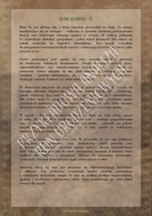 Cedrowe Wzgórza - Runa urodzeniowa - indywidualny, runiczny portret urodzeniowy - przykładowe strony analizy