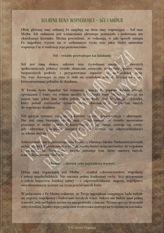 Cedrowe Wzgórza - Runa urodzeniowa - indywidualny, runiczny portret urodzeniowy - przykładowe strony analizy
