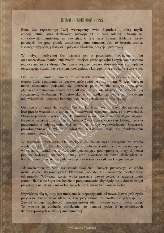 Cedrowe Wzgórza - Runa urodzeniowa - indywidualny, runiczny portret urodzeniowy - przykładowe strony analizy
