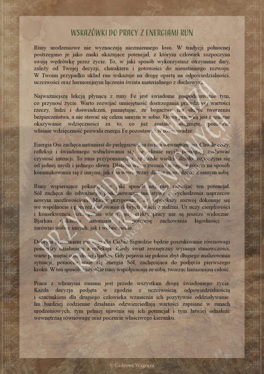 Cedrowe Wzgórza - Runa urodzeniowa - indywidualny, runiczny portret urodzeniowy - przykładowe strony analizy