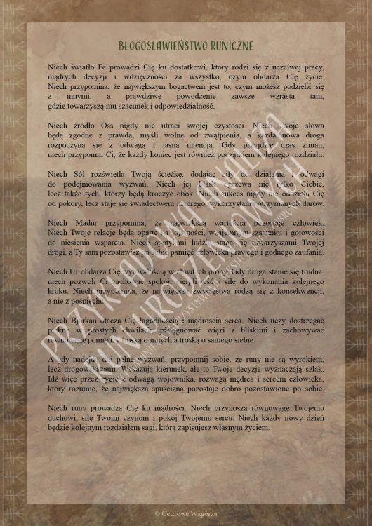 Cedrowe Wzgórza - Runa urodzeniowa - indywidualny, runiczny portret urodzeniowy - przykładowe strony analizy