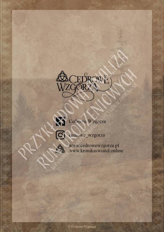 Cedrowe Wzgórza - Runa urodzeniowa - indywidualny, runiczny portret urodzeniowy - przykładowe strony analizy