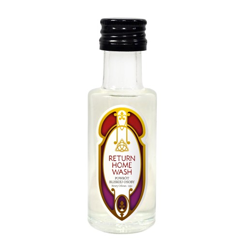 Woda Powrotu (Return Home Wash) – rytualny preparat na powrót bliskiej osoby, 20 ml. Szklana buteleczka z czarną zakrętką. Cedrowe Wzgórza.